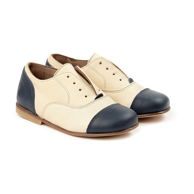 Lace-Up Shoes, Beige/Navy