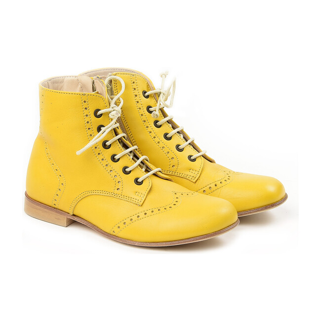 Lace-Up Ankle Boots, Yellow