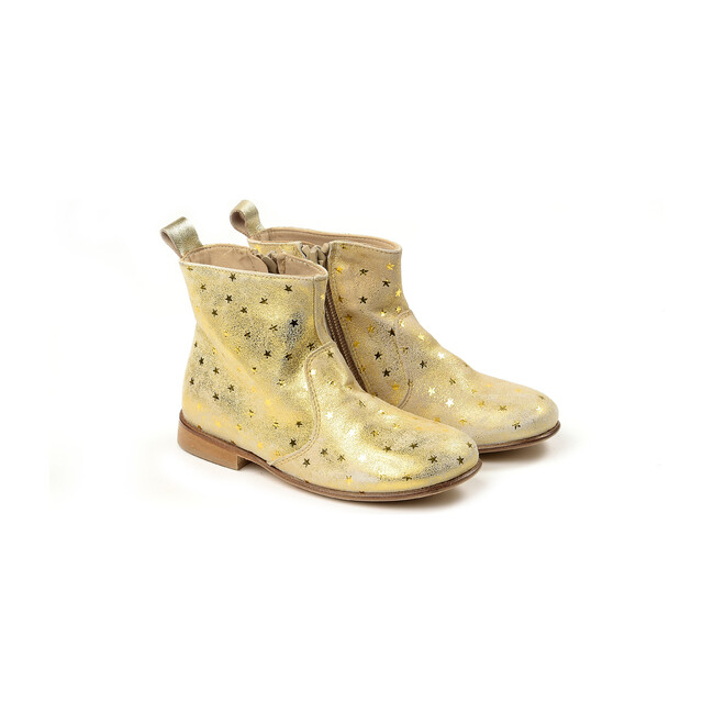 Stars Detail Ankle Boots, Gold