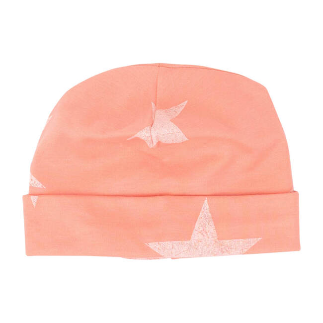 Peach Fabric White Wash Star Receiving Hat