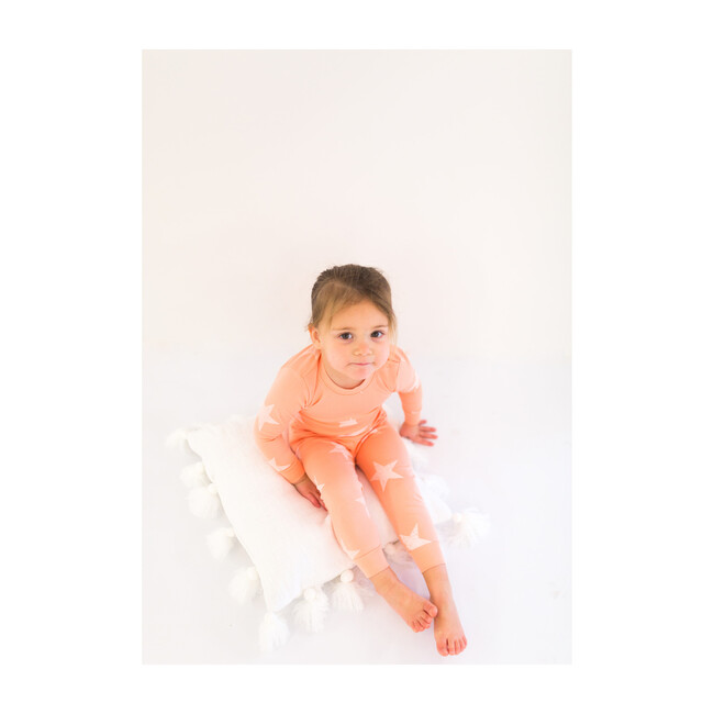 Peach Fabric White Wash Star Two Piece Pajama