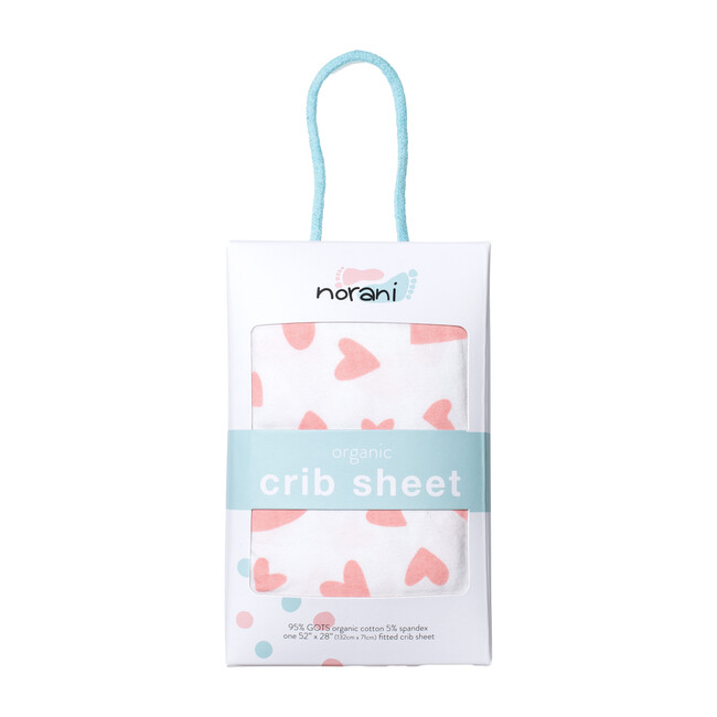 Norani Crib Sheet, Pink Hearts