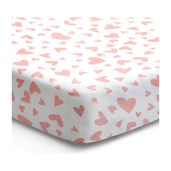 Norani Crib Sheet, Pink Hearts