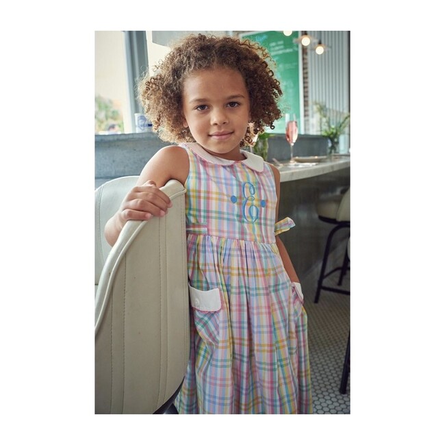 Printed Peter Pan Sundress with Pockets, Meadow Check
