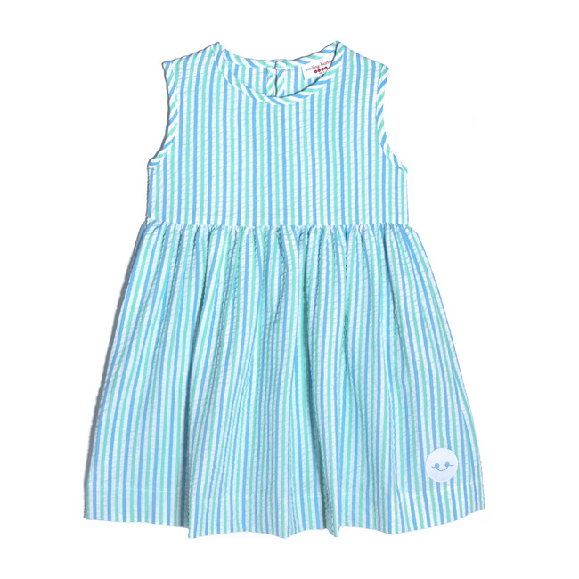 Pinny Dress, Seaside Seersucker - Smiling Button Dresses | Maisonette