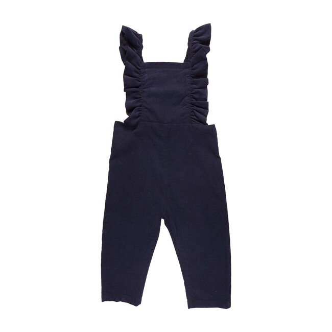 Corduroy Flutterall, Classic Navy - Smiling Button Rompers | Maisonette