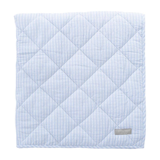 Reversible Play Mat, Pale Blue Gingham and White Linen - Playmats - 1