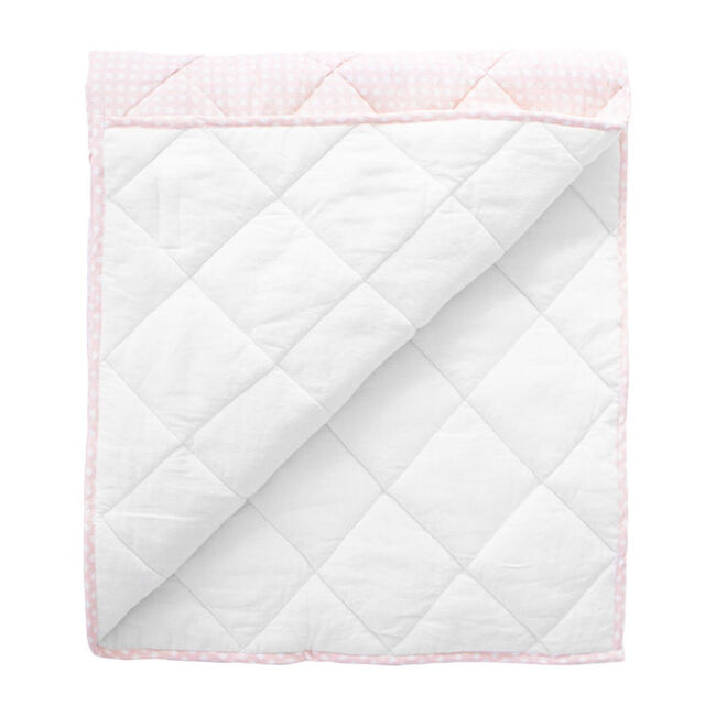 Reversible Play Mat, Dusty Pink Gingham and White Linen