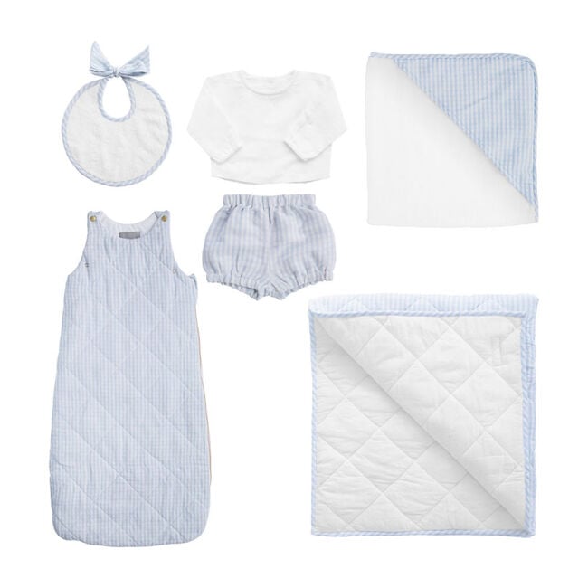 *Exclusive* Luxe Baby Gift Set, Pale Blue Gingham