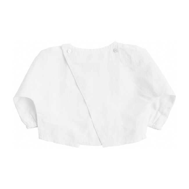 Double Button Shirt, White Linen