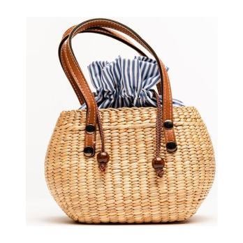 Handwoven Mini tote, Coastal stripe