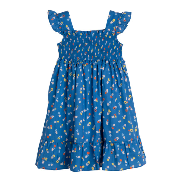 Daria Dress, Blue Flower Pots - Kids Girl Clothing Dresses - Maisonette