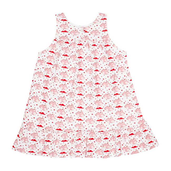 Louise Lounge Dress, Pink Flying Piggies - Pajamas - 1