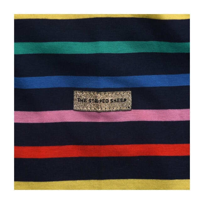 Women's Striped Tee, Navy/Rainbow