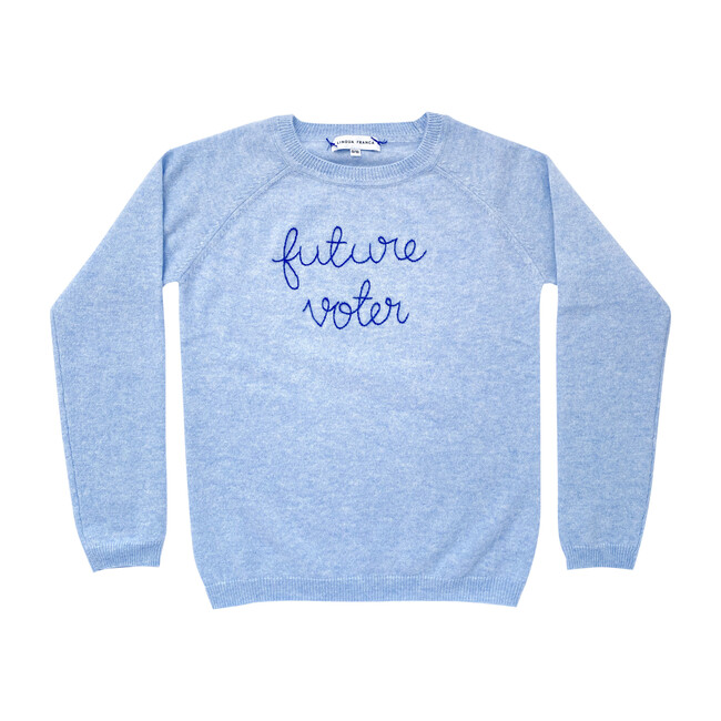 Sky Crewneck, Navy Embroidered "future voter" - Sweaters - 1