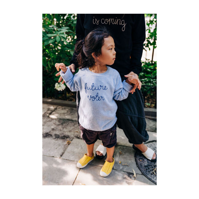 Sky Crewneck, Navy Embroidered "future voter" - Sweaters - 3