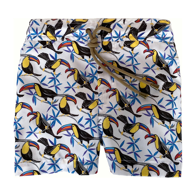 Zeus Toucan Printed Swim Shorts, White