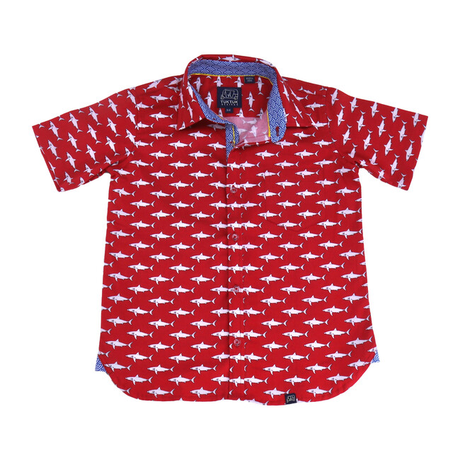 Short Sleeve Mako Sharks, Red - Shirts - 1