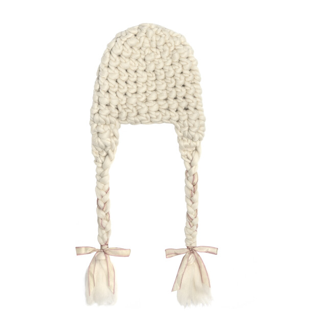 Nolita Braided Ribbon Hat, White & Pink