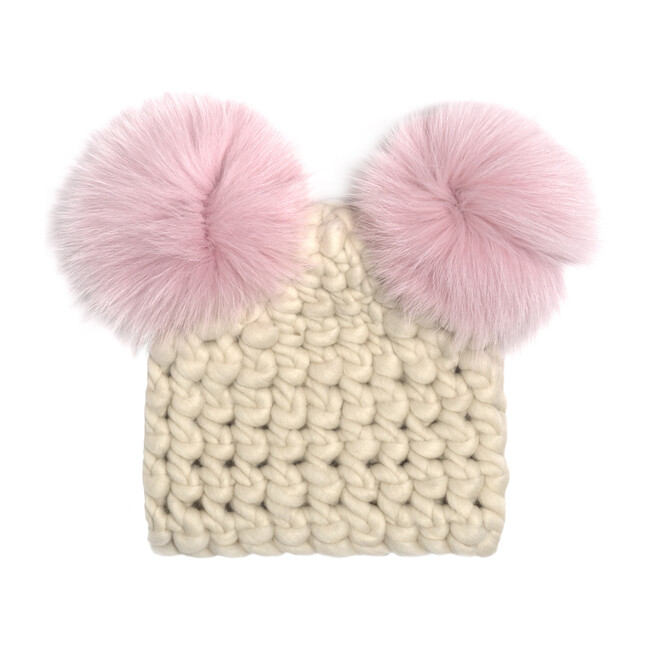 Mickey Pom Hat, White & Pink - Hats - 1