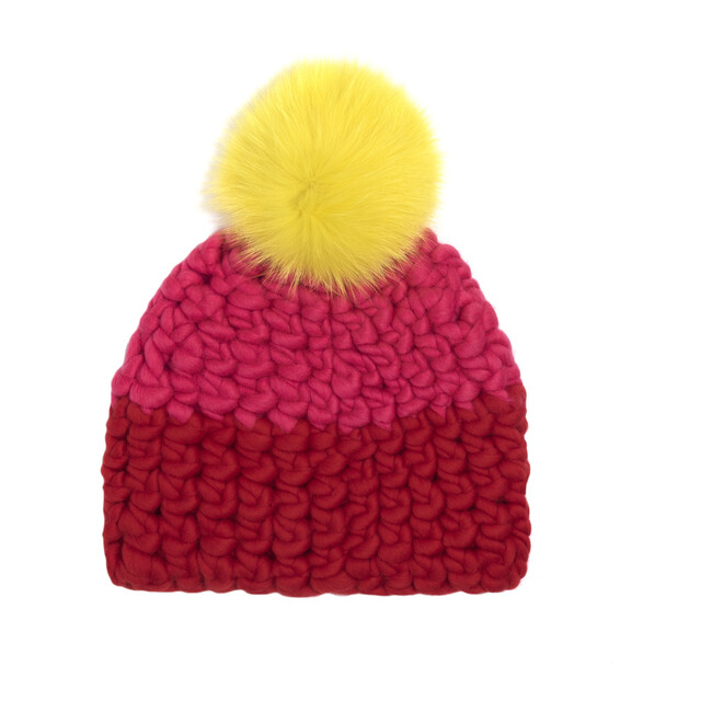 Color Block Hat, Coral & Tomato - Hats - 1