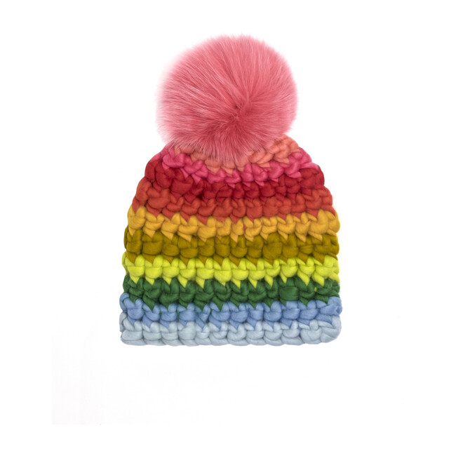 Beanie Stripe Adult Hat, Rainbow - Hats - 0