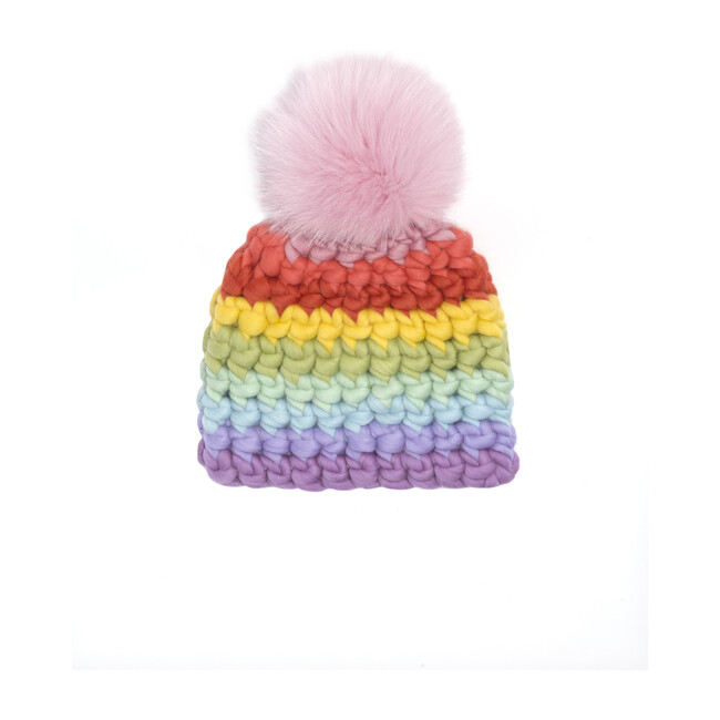 Beanie Stripe Hat, Pastel Rainbow - Hats - 1