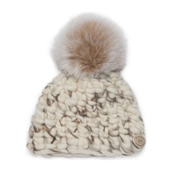 White & Mushroom Blend Beanie with Blush Pom - Hats - 1