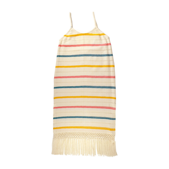 *Exclusive* Mini Annie Handwoven Dress, Rainbow Stripe