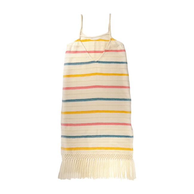 *Exclusive* Mini Annie Handwoven Dress, Rainbow Stripe