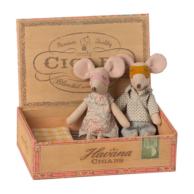 Mum + Dad Mice in Cigar Box