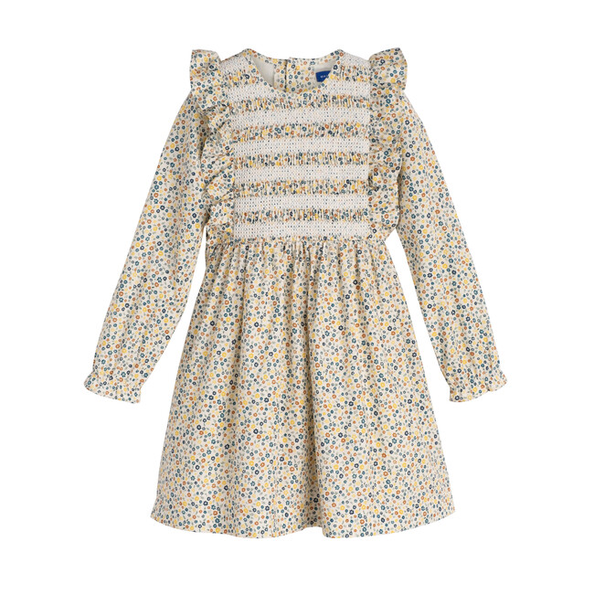 Alexandra Smocked Dress, White Ditsy Flower - Dresses - 1
