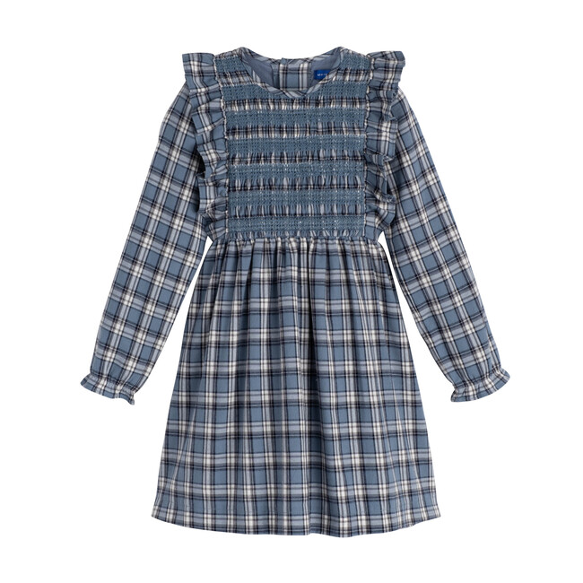 Alexandra Smocked Dress, Blue Check - Dresses - 1