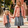 Elizabeth Women's Long Sleeve Collared Dress, Blue Check - Dresses - 5