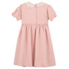 Pearl Lace Collar Dress, Dark Dusty Pink Gingham - Dresses - 2