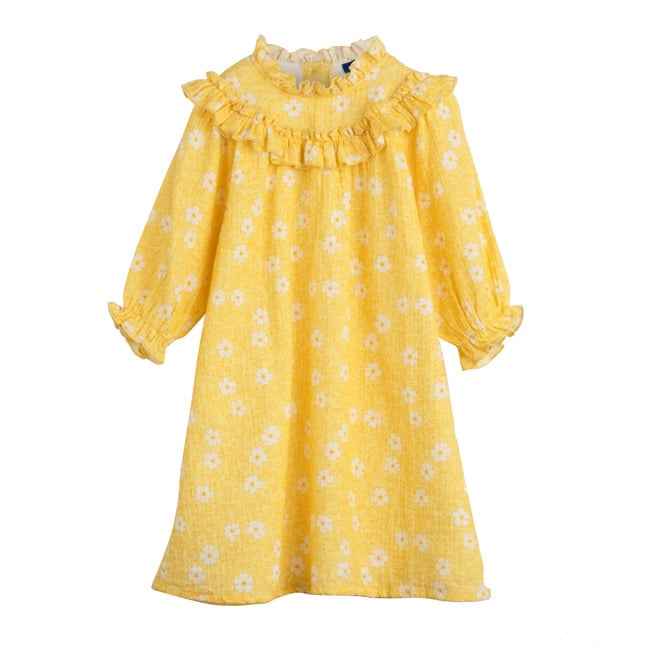 Cleo Dress, Sunshine Yellow Flower on Vine - Dresses - 1