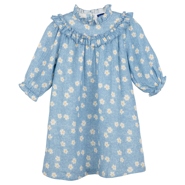 Cleo Dress, Cornflower Blue Flower on Vine