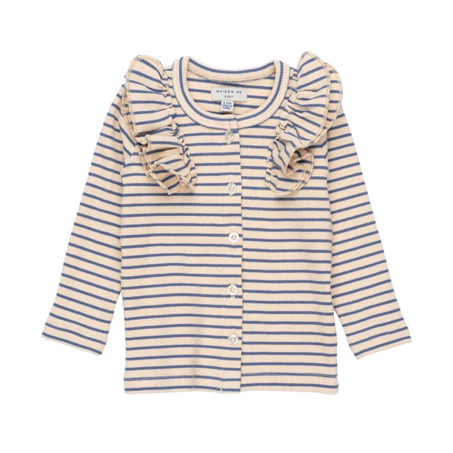 Baby Priya Cardigan, Blue & Natural Stripe