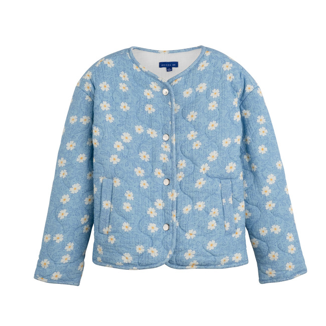 Esme Quilted Jacket, Cornflower Blue Flower on Vine What's New
