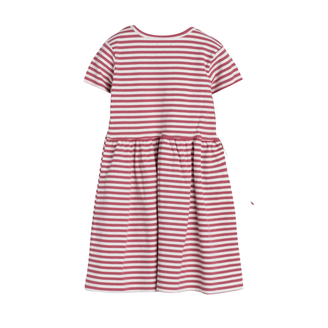 Marla Short Sleeve Ribbed Dress, Darker Dusty Rose Stripe