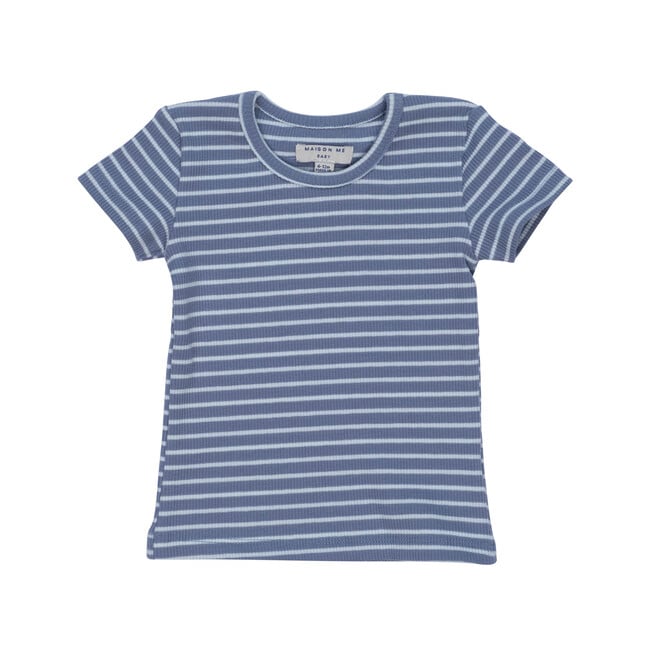 Kai Short Sleeve Tee, Blue & Light Blue Stripe