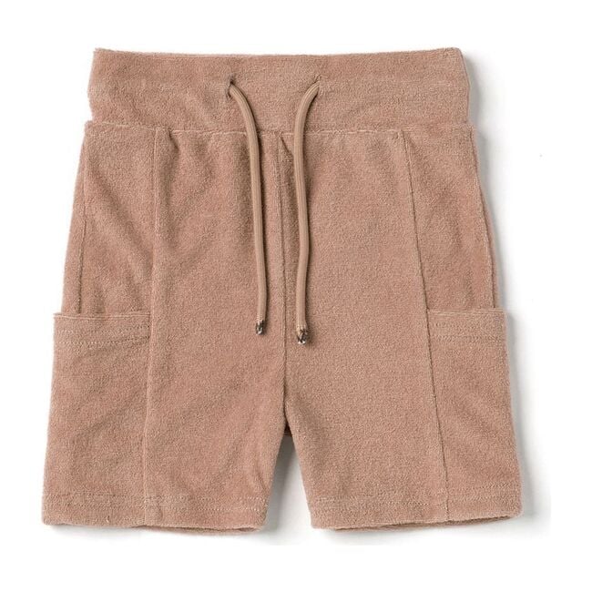 Baby Terry Pull-Up Shorts with Pockets, Mocha