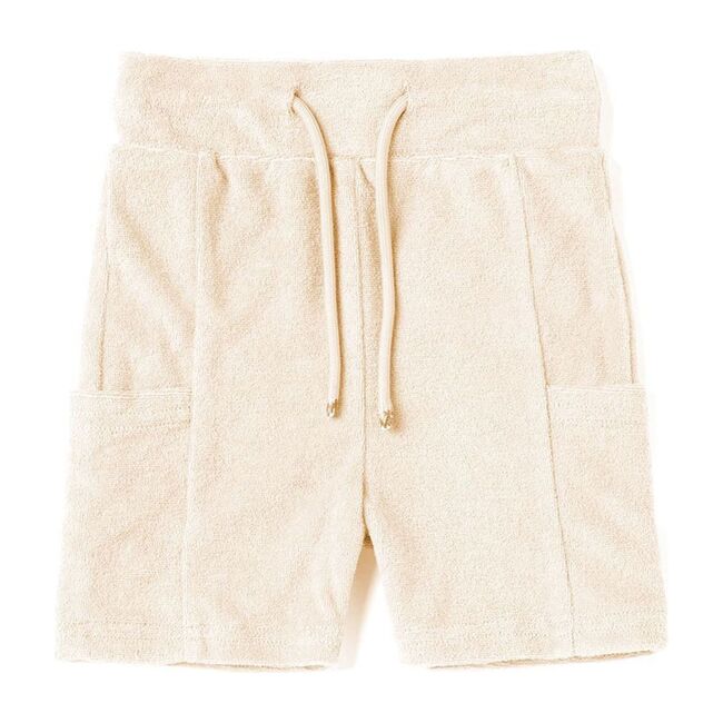 Baby Terry Pull-Up Shorts with Pockets, Cream