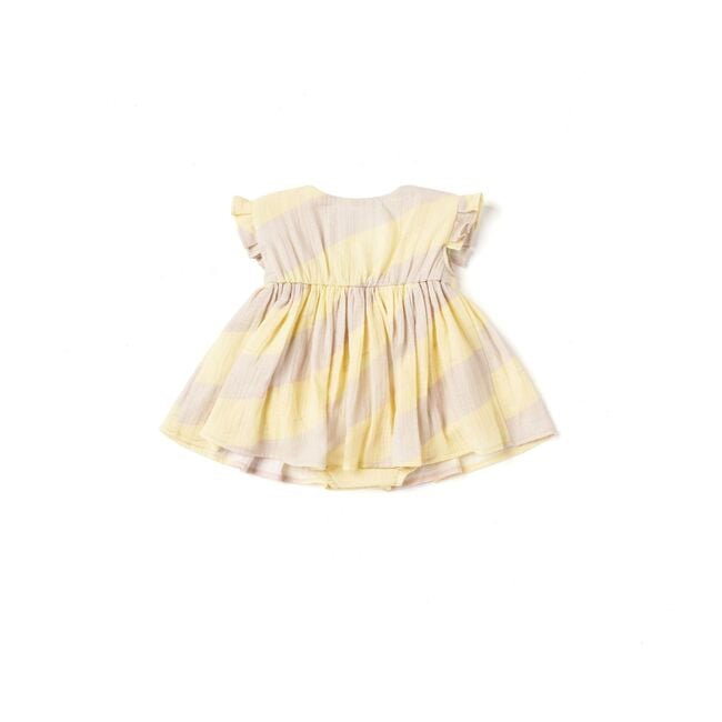Baby Dress with Knife Pleated Sleeve Ruffle, Yellow