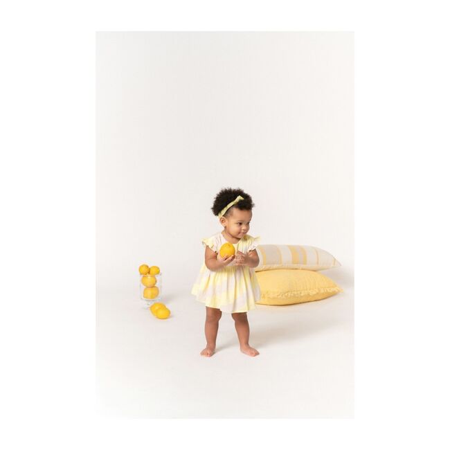 Baby Dress with Knife Pleated Sleeve Ruffle, Yellow