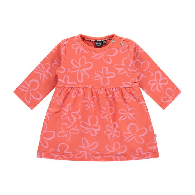Dress, Coral Print with Flowers