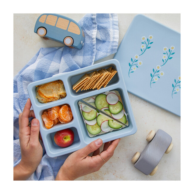 Silicone Mealtime Bundle, Wildflower Chambray Blue - Tabletop - 3