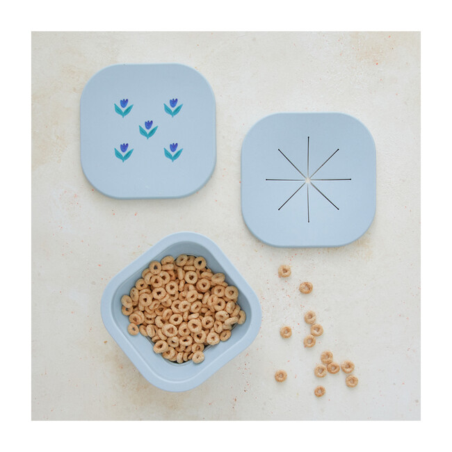 Silicone Mealtime Bundle, Wildflower Chambray Blue - Tabletop - 4