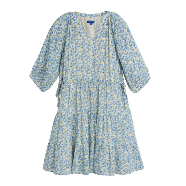 Heidi Tiered Dress, Blue Brushstroke Flowers - Dresses - 1
