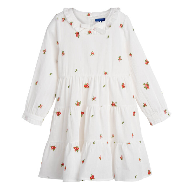 Clementine Tiered Dress, Embroidered Flower - Dresses - 1